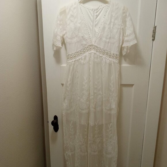 White Lace Maxi Dress - Picture 1 of 6